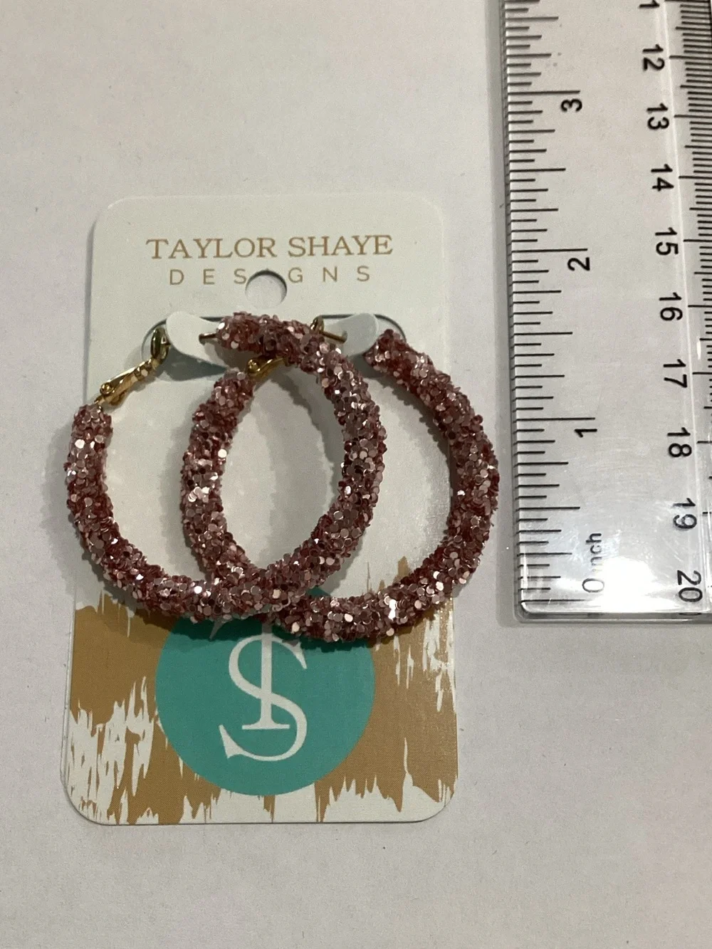 Pink‎ Glitter Hoop Earrings